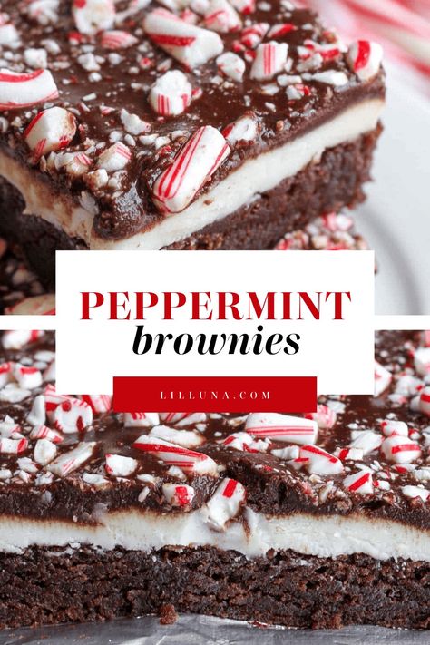 Peppermint Cream Cheese Brownies, No Bake Peppermint Cheesecake Bars, Brownies With Andes Mints, Easy Christmas Brownie Recipes, Unique Brownie Recipes, Easy Xmas Desserts, Christmas Brownies Ideas, New Years Food, Peppermint Desserts