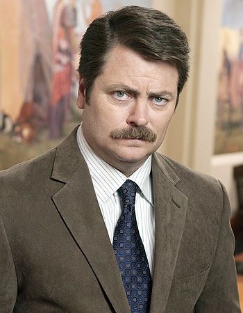 Parks & Recreation w/Ron Swanson Ron Swanson Quotes, Cool Mustaches, Funny Reactions, Nick Offerman, Grant Morrison, Mustache Styles, Pancho Villa, Mustache Men, Ron Swanson