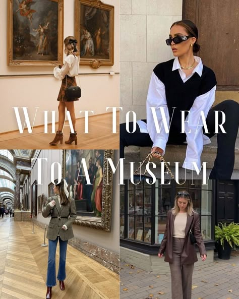 23 Examples Of What To Wear To A Museum - ljanestyle Museum Casual Outfit, Outfit Ideas For Art Museum, What To Wear To Museum Outfit, Outfits To Go To A Museum, Art Museum Winter Outfit, Winter Art Museum Outfit, Museum Ootd Outfit, Cute Museum Outfits Winter, Winter Art Gallery Outfit