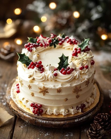 Jul Kaka, Winter Torte, Easy Christmas Cake Recipe, Christmas Themed Cake, Christmas Cake Designs, Christmas Cake Decorations, Xmas Cake, Christmas Cake Recipes, Pretty Birthday Cakes