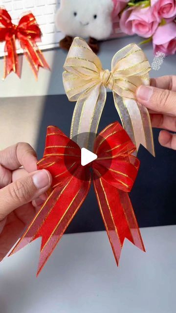 Paper Craft Ideas on Instagram: "In this comprehensive tutorial, discover the elegance and versatility of ribbon knots as we guide you through the intricacies of creating stunning embellishments for any occasion. Learn essential techniques, from basic knots to intricate designs, as we demystify the process with clear, easy-to-follow instructions. Whether you're adorning gifts, crafting accessories, or adding flair to décor, our expert guidance ensures you'll master the art of ribbon knots with finesse. Join us on a journey of creativity and craftsmanship as we unlock the secrets to perfecting this timeless technique." How To Tie Ribbons On Gifts, How To Fold A Bow With Ribbon, How To Make Paper Ribbon, Bow Tying Tutorial Ribbons, Bow Making Tutorial Step By Step, Things To Do With Ribbon, Tie Bows With Ribbon, How To Make A Gift Bow, Crafting Accessories