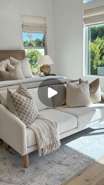 Christine Melin | Design • Home Decor • Lifestyle on Instagram: "By now, you know I love @nathanjames because of their affordable prices & excellent quality furniture pieces. That’s why I’m happy to partner with them once again to introduce the Audrey Sofa. I adore the cream boucle fabric, minimalistic look, modern legs & comfort it brings to our space. Plus, I really like how the Audrey Sofa fits perfectly at the foot of our king size bed. Truly, a great compact size and under $800! Comment SHOP and I’ll send you the link.  AD Nathan James partner  Boucle couch  Affordable couch  Budget friendly couch" Boucle Couch, Audrey Sofa, Sofa Bed Couch, Nathan James, Size Sofa, Cama King, Bed Couch, Boucle Fabric, Primary Bedroom