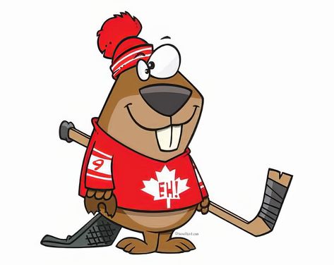 Canada Day Images, Beaver Cartoon, Canada Day T Shirts, Hockey Drawing, Canada Day Crafts, Canadian Hockey, Hockey Decor, Canadian Things, Hockey Pictures