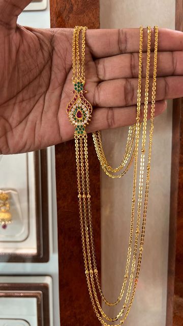 Chandraharam Designs Gold, Chandraharam Designs Indian Jewelry, Step Chains Designs, Necklace Models Gold, Gold Jhumar Design, Chandraharam Latest Designs, Step Chains In Gold Indian, Long Chain Necklace Gold Indian, Chandra Haram Designs Gold