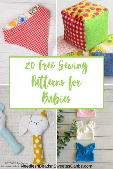 Want to find some free sewing patterns for baby shower gift ideas?  Here is a round-up of 20 of the best baby sewing projects. Free Sewing Patterns For Kids Toys, Baby Gifts To Sew For Boys, Things To Sew For Baby Sewing Patterns, Free Pdf Sewing Patterns For Babies, Easy Baby Gifts To Sew, Handmade Baby Gifts Newborns, Newborn Sewing Patterns Free, Infant Sewing Patterns Free, Sewing Ideas For Babies