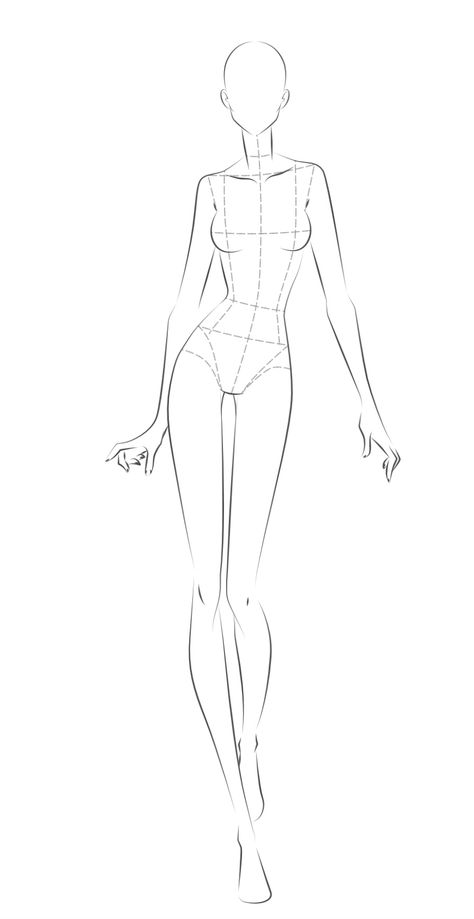 Model Outline Sketch, Croquis Template Female, Model Body Template, Figure Drawing For Fashion Design Book, Fashion Croquis Poses Front And Back, Blank Model For Fashion Design, Fashion Female Croquis, Female Mannequin Drawing, Fashion Silhouette Sketch