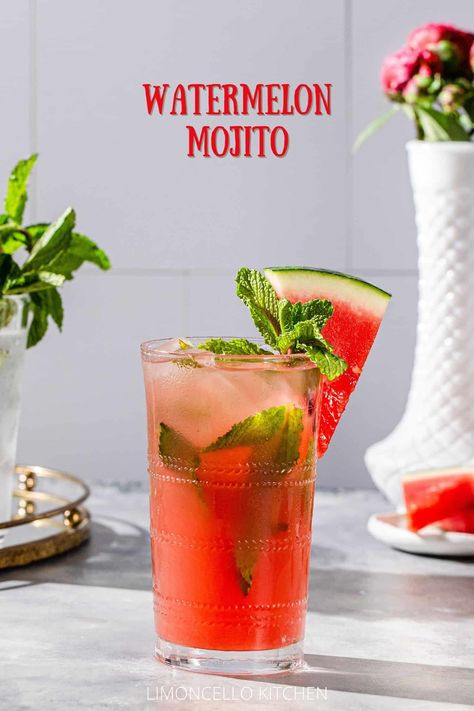 You can't beat a good watermelon cocktail, and this Watermelon Mojito is one of the best! Lime, fresh mint and rum make this the perfect summertime drink. It's always a crowd pleaser and has so much watermelon flavor! Includes instructions on how to make your own fresh watermelon juice. Save this drink recipe for your next summer pool party! Refreshing Rum Cocktails, Good Watermelon, Watermelon Mojito Recipe, Fresh Watermelon Juice, Watermelon Flavor, Watermelon Cocktail, Watermelon Mojito, Watermelon Drink, Special Drinks