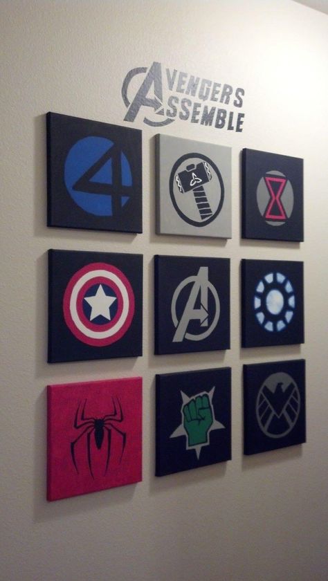 Marvel Bedroom Decor, Diy Wall Artwork, Avengers Wall Art, Avengers Bedroom, Avengers Wall, Marvel Bedroom, Avengers Room, Marvel Canvas, Art Mini Toile