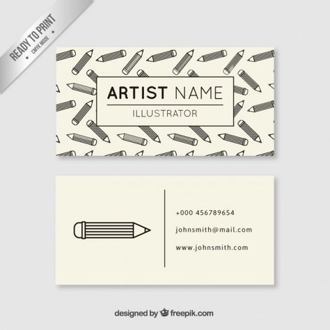 Artist business card with pencils Free Vector Business Card For Artist, Artist Visiting Card, Photoshop Poster Tutorial, Artist Business Cards Design, Painter Business Card, Elegant Business Cards Design, Unique Business Cards Design, Art Business Cards, Buisness Cards