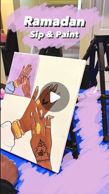 Zayxpaints Paint Parties on Instagram: "Ramadan paint & sip 💜✨ the host asked for a design with ‘Eid glam’, and I think we delivered! 😍 for virtual or in person parties, choose Zaypaints! 🎨

To explore what Zayxpaints has to have offer, shoot us a DM or visit the link in bio 🎨.

•

•

•

•

#phillysipandpaint #ramadan #delawaresipandpaint #phillyartist #mobilepaintparty #paintinstructor #artxzay #sipnpaint #sipnpaintphilly #phillypaintparties #ramadanmubarak #delawarepaintparty #travelingpaintparty #newjerseypaintparty #marylandpaintparty #paintparties #privateparty #sipnpaint #girlsnightout #paintkits #nycpainter #paintingparties  #paintingclass #acrylicpaint #birthdayparty #canvassketch #mobilepaintparties" Sip And Paint Ideas Couples At Home, Sip And Paint Date Night At Home, Paint And Sip Studio Decor, Sip Ans Paint At Home, Pre Drawn Canvas For Adults Sip And Paint, Sip N Paint, Ramadan Mubarak, Private Party, Paint And Sip