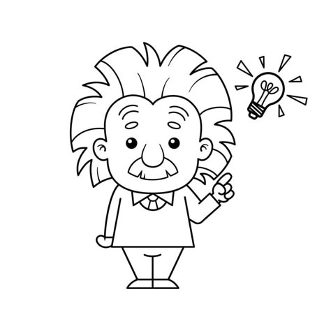 Albert Einstein Drawing Easy, Albert Einstein Drawing Cartoon, Einstein Clipart, Albert Einstein Cartoon, Math Cartoons, Science Drawing, Birthday Flags, Little Einsteins, Sunday School Crafts For Kids