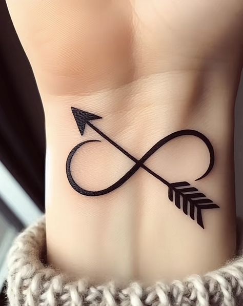 Infinity Tattoo With Arrow, Infinity Arrow Tattoo, Infinity Sign Tattoo, Infinite Tattoo, Beginner Tattoos, Dream Catcher Tattoo, Infinity Sign, Cool Pencil Drawings, Arrow Tattoo