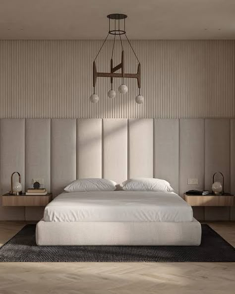 Bed Headboard Ideas Modern, Headboard Ideas Bedroom Modern, Wall To Wall Headboard, Upholstered Beds Bedroom Ideas, Bedroom Headboard Wall Ideas, Wall Headboard Ideas, Calm Interior, Wall Headboard, Café Design