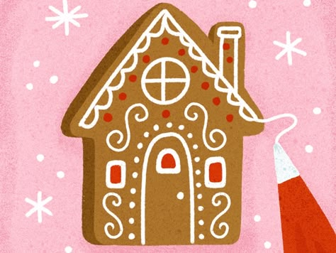 Gingerbread House Designs, Christmas Card Illustration, Gingerbread House Cookies, Christmas Graphic Design, Soyut Sanat Tabloları, Christmas Graphics, Christmas Inspo, Christmas Drawing, December 13