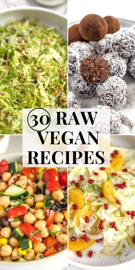 Raw Vegan Easy Recipes, Paleo Plant Based Recipes, Best Raw Vegan Recipes, Raw Salad Recipes Vegan, Raw Vegetable Dishes, Quick Raw Meals, Easy Raw Meals, Fresh Vegan Meals, Raw Vegan High Protein