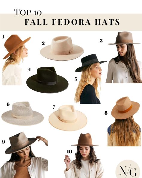 Top US Fashion Blogger, and Hat wearer, Navy Grace shares where to shop for Fedora Hats to wear this Fall -- Click to shop them all now! Fedora Hat Outfit Autumn, Autumn Outfits With Hats, Ladies Fedora Hats Outfit, Hats For Winter Women, Women’s Fedora, How To Style A Fedora Women, Fall Hats 2023, Brown Fedora Hat Outfit Fall, Fedora Hat Outfit Fall