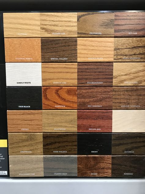 Shades Of Wood Stain, Redwood Stain Colors, Red Cedar Stain Colors, Stained Wood Table Ideas, Wood Varnish Colors, Rustic Stained Wood, Different Color Stains For Wood, Mid Century Modern Wood Stain Colors, Different Stains For Wood