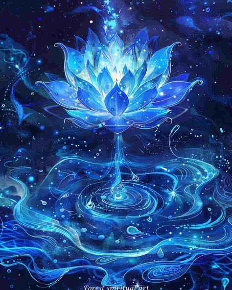 blue lotus🌊｜original spiritual artwork 🧚🏻original AI art combine with spirituality 👉commercial use unavailable #healingart #spiritualart #spiritualawakenings #spiritualhealing #arthealing #aiartist Lotus Artwork, Lotus Flower Painting, Awsome Pictures, Goddess Aesthetic, Lotus Flower Art, Lotus Painting, Blue Lotus Flower, Lotus Flower Design, Water Spirit