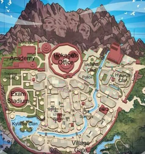 Map Of Naruto World, Hidden Villages Naruto, Naruto Visual, Naruto World Map, Konohagakure Village, Naruto Village, Naruto Leaf Village, Naruto Shifting, Konoha Naruto