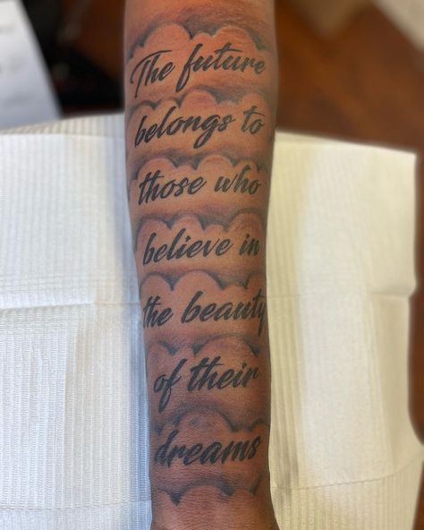 Dream Quotes Tattoos, Follow Your Dreams Tattoo, Mentality Tattoo, Scripture Tattoos For Men, Tat Quotes, Poem Tattoo, Gangsta Rapper, Basketball Tattoos, Memorial Tattoo Ideas