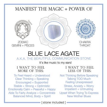 Manifest the Magic + Power of Your Blue Lace Agate Got an issue? We've got a crystal for that!!!! Each 3 x 3 package comes with an informative crystal card and the attributes each stone possesses. You can feel MORE of something, and less of something else. The package also includes a small (but powerful) crystal to carry with you or pin to your vision board to stay mindful of your journey. You can keep it all together in the bag or carry the animal totem in your purse or pocket separately! Slip Laguna Lace Agate Meaning, Blue Lace Agate Properties, Blue Lace Agate Crystal Meaning, Blue Lace Agate Meaning, Blue Agate Meaning, Lace Agate Meaning, Crystal Grimoire, Agate Crystal Meaning, Pixie Aesthetic