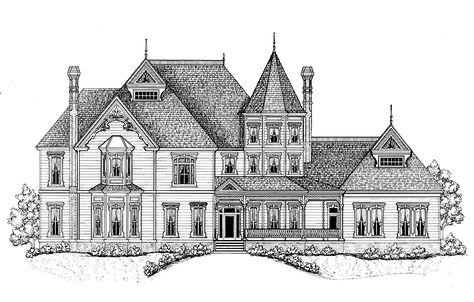 Queen Anne House Plan with 7747 Square Feet and 5 Bedrooms from Dream Home Source | House Plan Code DHSW52653 House Plans 4000 Sq Ft, House Floor Plans 3 Bedroom, Victorian Mansion Floor Plans, Floor Plans Architecture, Queen Anne House Plans, Victorian Floor Plans, Scratchboard Illustration, Victorian House Plan, Castle Floor Plan