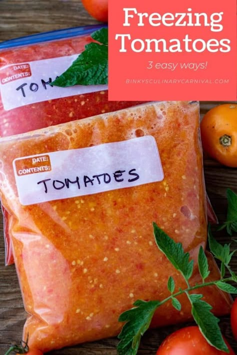 Freeze Tomato Sauce, Freezing Tomato Sauce, Freezer Tomato Sauce, Garden Tomato Recipes, Freezing Cherry Tomatoes, Best Canning Recipes, Peppers Garden, Canned Tomato Recipes, Too Many Tomatoes