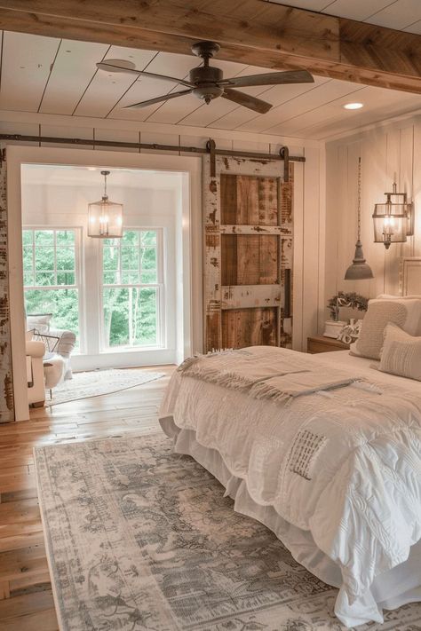 Cozy Farmhouse Bedroom, Rustic Farmhouse Bedroom, Farmhouse Bedroom Decor Ideas, Ranch Decor, Dream Life House, Farmhouse Bedroom Decor, Country Bedroom, Farmhouse Interior, Chic Bedroom