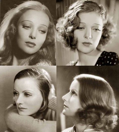 1930s Hairstyles – Face Changes | Glamourdaze                                                                                                                                                                                 More 1930 Hairstyles, 1930 Hair, 30s Hairstyles, 1930s Hairstyles, 1930s Makeup, 1930s Hair, Retro Updo, Short Hairstyle Women, Face Change