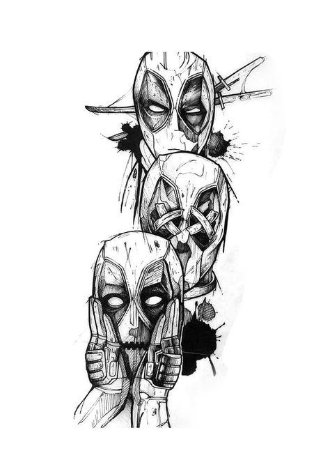 Tattoo Art Drawings Sketches, Deadpool Tattoo, Sketch Style Tattoos, Deadpool Art, Comic Tattoo, Marvel Tattoos, Sketch Tattoo Design, Tatuaje A Color, Tattoo Stencil Outline