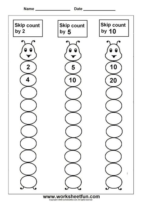 Counting By 2's 5's And 10's Worksheets Skip Counting Worksheets, Counting By 5's, Math Sheets, First Grade Worksheets, 2nd Grade Math Worksheets, 1st Grade Math Worksheets, Daily Math, Skip Counting, 1st Grade Worksheets