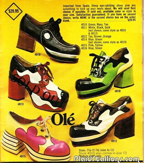 Plaid Stallions : Rambling and Reflections on '70s pop culture: Ole! Look Disco, 1970s Shoes, 70s Shoes, Boogie Shoes, Mode Shoes, 60s 70s Fashion, 70’s Fashion, 1970s Fashion, Moda Vintage