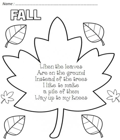 Enjoy Teaching English: FALL POEMS Fall Poems, Autumn Poems, Fall Preschool Activities, Fall Lessons, Preschool Fall, Fall Kindergarten, Fall Preschool, Preschool Songs, Daycare Crafts