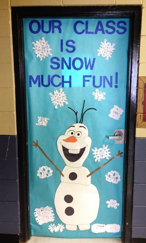 Or "our home is SNOW much fun"?!?!? @nkm12 -- Christmas projects to decorate the doors with the kids? :) Frozen Classroom, Winter Classroom Door, Classroom Door Decorating, Preschool Door, Door Decorations Classroom Christmas, Holiday Door Decorations, Classroom Door Decorations, Classroom Door Decor, Christmas Doors