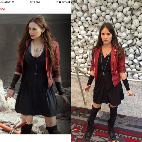 Scarlet Witch Cosplay Diy, Scarlet Witch Disneybound, Scarlet Witch Outfit Ideas, Easy Marvel Cosplay, Fashing Costumes, Diy Scarlet Witch Costume, Scarlett Witch Costume, Scarlet Witch Outfit, Bounding Outfits