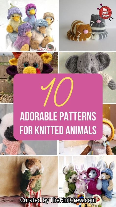 Looking for a unique and handmade gift idea? This collection of animal doll knitting patterns has got you covered. Choose from a variety of creatures, each with their own personality and charm. Curated by The Knit Crew. Knitting Patterns Animals Free, Free Knit Animal Patterns, Stuffed Animal Knitting Patterns Free, Knitting Animals Free Patterns, Free Animal Knitting Patterns, Stuffed Animal Knitting Patterns, Small Knitting Projects Free Patterns, Knit Toys Free Pattern, Knit Animal Patterns Free