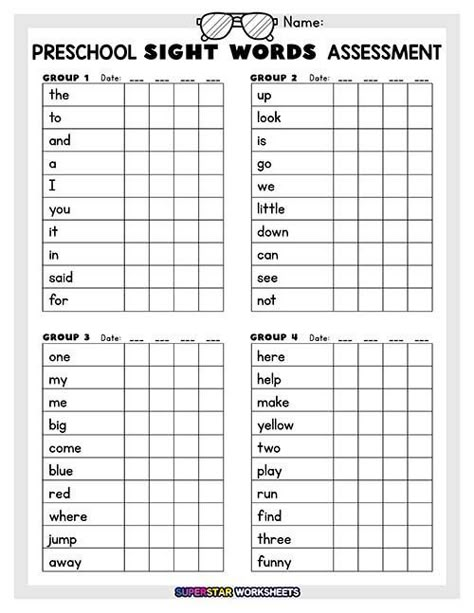 Our Dolch sight word assessments provide teachers in preschool through third grade with an assessment tool that is low-prep and super engaging for students. Simply print the student pages, cut in half, and assess students' knowledge of sight words today! #assessment #sightwords #Dolchsightwords #prektothirdgrade #worksheets #printables #assessyourknowledge Kindergarten Testing Assessment Free, Prek Sight Words List Free Printable, Preschool Sight Words List, Preschool Site Words List, Homeschool Assessment Test, Sight Word Assessment Free, Preprimer Sight Words Free, Sight Word For Preschool, 1st Grade Assessment Free Printable