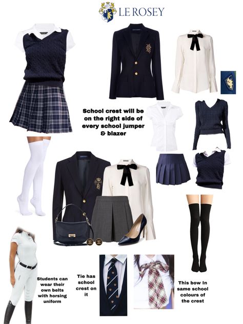 Mix And Match School Uniforms, Girls Boarding School Uniform, Cute Uniform Aesthetic, Brooklyn Visions Academy Uniform, Boarding School Uniforms Aesthetic, Blue Uniform Aesthetic, Private School Outfit Ideas, School Outfit Ideas Uniform, Boarding School Aesthetic Uniform