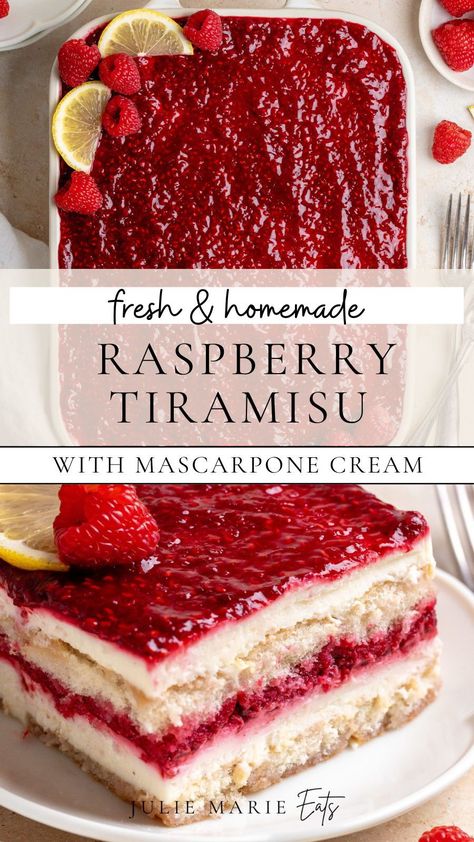 Raspberry Jam Uses, Cake Recipes Fun Flavors, Dessert With Raspberry Jam, Japanese Raspberry Cake, Homemade Flakies With Raspberry Compote, Different Baking Ideas, What To Make With Lady Fingers, Layered Raspberry Jello Dessert, Raspberry Desserts Dairy Free