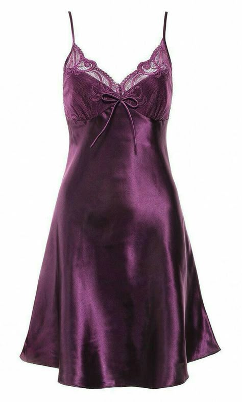 Sleepwear Fashion, Silk Nightgown, Silk Sleepwear, Purple Satin, Sleep Wear, Pretty Lingerie, Beautiful Lingerie, Nightgowns, Mode Inspiration