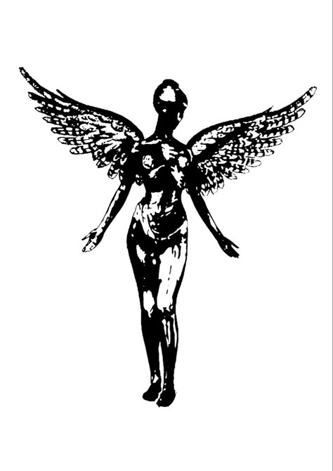 In Utero Tattoo Stencil, In Utero Angel Tattoo, Nirvana Angel Drawing, Nirvana In Utero Drawing, Angel Drawing Tattoo, Nirvana In Utero Wallpaper, In Utero Drawing, Nirvana Angel Tattoo, Fairy Arm Tattoo