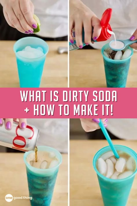 Dirty Diet Coke, Drink Combos, Soda Drinks Recipes, Dirty Drinks, Dirty Soda Recipes, Italian Soda Bar, Coke Recipes, Sour Cream Cookies, Coke Drink