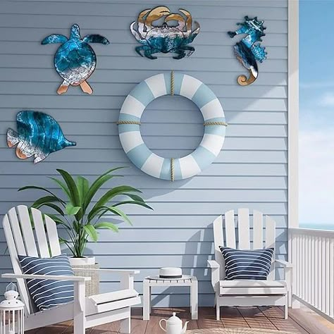 Beach Decorations For Home, Beach Theme Wall Art, Outdoor Beach Decor, Beach Decor Living Room, Turtle Wall Decor, Strand Decor, Sea Urchin Shell, Sea Life Art, Sea Decor