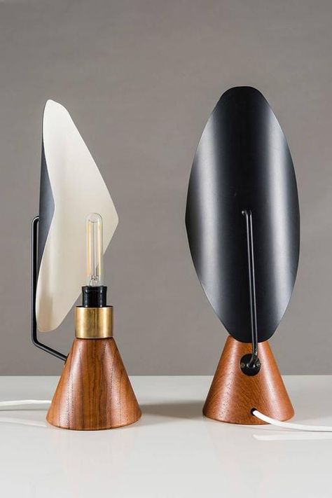 Swedish Mid-Century Modern Table Lamps by Svend Aage Holm-Sørensen for ASEA For Sale Cafe Industrial, Industrial Style Lamps, Mid Century Modern Table Lamps, Luminaire Original, Industrial Livingroom, Lighting Design Interior, Table Lamp Design, Wooden Lamp, Design Industrial