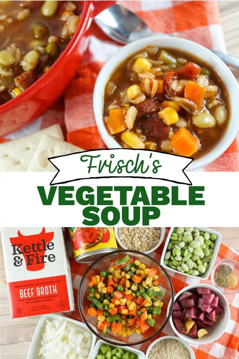 Copycat Frisch's Vegetable Soup Copycat Frischs Vegetable Soup, Copycat Vegetable Soup, Frisches Vegetable Soup, Frisch's Vegetable Soup Recipe, Dinner Recipes 2023, Vegetable Soup Crock Pot, Hamburger Vegetable Soup, New Phase Of Life, Roasted Vegetable Soup