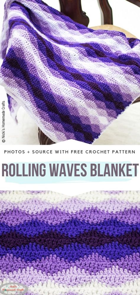 Crochet Patterns Afghans, Yarnbee Sugarwheel Blanket, Purple And Teal Crochet Blanket, Crochet Multicolor Blanket, Colorful Crochet Blanket Pattern Free, One Color Crochet Blanket Patterns Free, Ombré Crochet, Afghan Crochet Pattern, Chevron Crochet Blanket Pattern Free