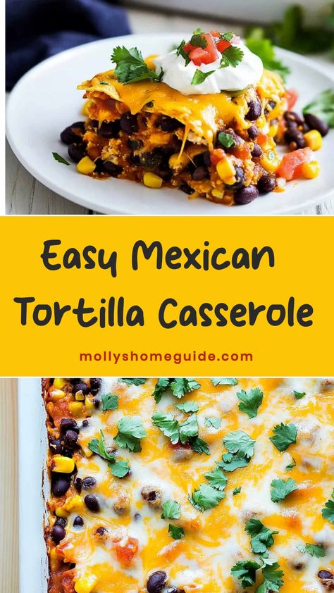 Delight in the rich flavors of a Mexican tortilla casserole using this simple and tasty recipe. Build layers of corn tortillas, flavorful ground beef, gooey cheese, and delicious enchilada sauce for a satisfying dish perfect for any weeknight dinner.

Ingredients
1 tablespoon extra virgin olive oil
1 large chopped yellow onion
1 minced medium garlic clove
1 teaspoon ground cumin
1 1/2 teaspoons chili powder
1 (14-ounce) can fire-roasted diced tomatoes, drained with 1/4 cup juice set aside
1/4 cu Taco Bake Corn Tortillas, Taco Casserole Bake With Corn Tortillas, Mexican Casserole With Tortillas, Flour Tortilla Casserole Recipes, Yellow Corn Tortillas Recipes, Mexican Casserole With Corn Tortillas, Corn Tortillas Casserole, Taco Casserole With Corn Tortillas, Taco Casserole Bake With Tortillas