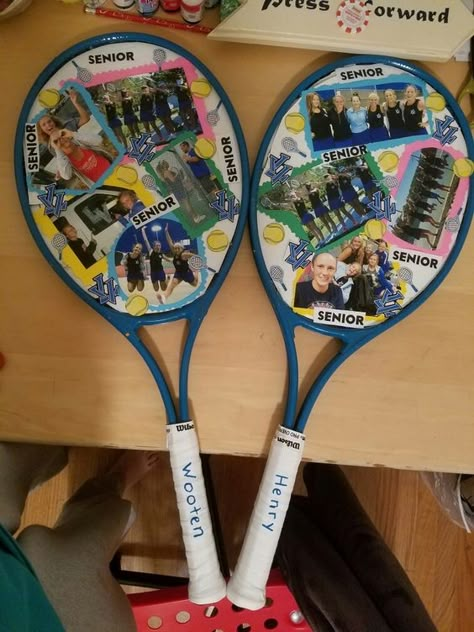 Tennis Senior Gifts High Schools, Tennis Team Captain Gifts, Senior Night For Tennis, Badminton Senior Night Posters, Senior Night Poster Ideas Tennis, Tennis Themed Graduation Party, Senior Night Tennis Gift Ideas, Senior Poster Board Ideas Tennis, Tennis Senior Posters