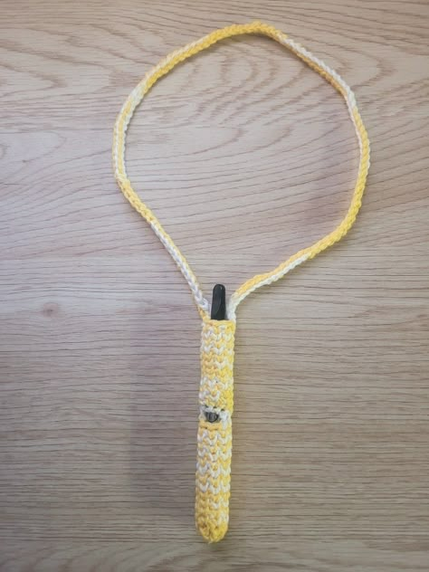 Crochet Pen Holder Necklace, Pen Holder Crochet, Crochet Pen Holder, Pen Necklace, Lighter Holder, Crochet Square Blanket, Crochet Products, Crocheted Things, Bic Lighter