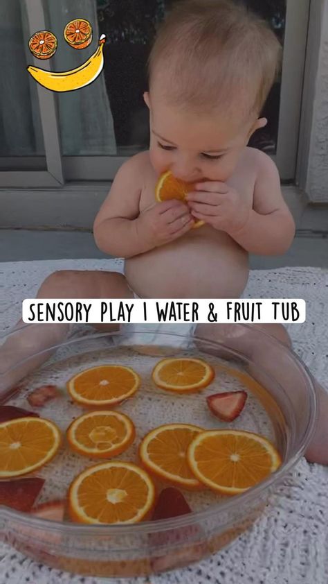 Summer Crafts For Infants, Simple Summer Crafts, Young Toddler Activities, Crafts For Infants, Infant Sensory, Baby Development Activities, Water Fruit, Infant Sensory Activities, Baby Sensory Play